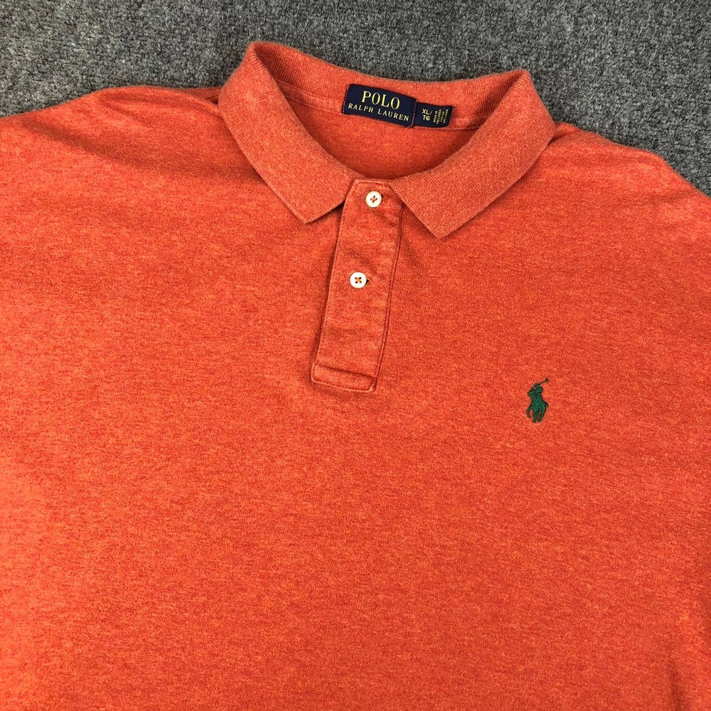 Polo Ralph Lauren Mens XL Orange Heathered Short Sleeve Pony Logo Polo Shirt